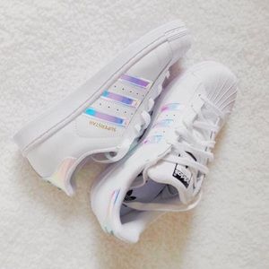 Holographic adidas superstars sneakers